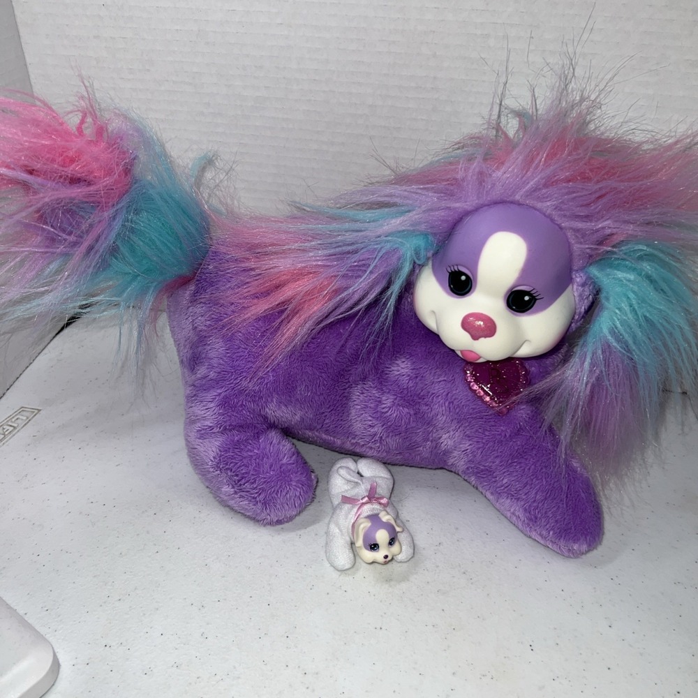 Puppy Surprise Hasbro 2015 Purple Mom Dog Plush Stuffed And 1 Puppy 12"